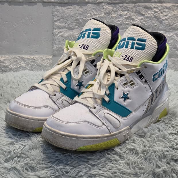 8w-20:컨버스 ERX 하이 화이트 터콰이즈 퍼플 260mm CONVE