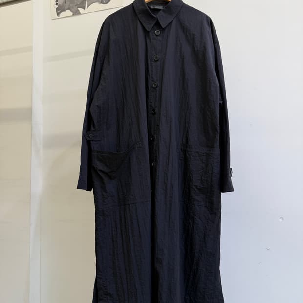 JAPANESE BRAND 블랙 나일론 롱코트