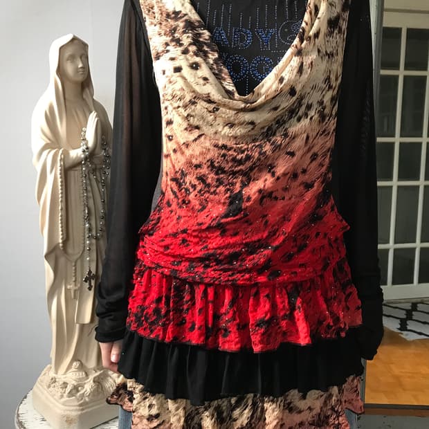 vintage shirring frill pattern top