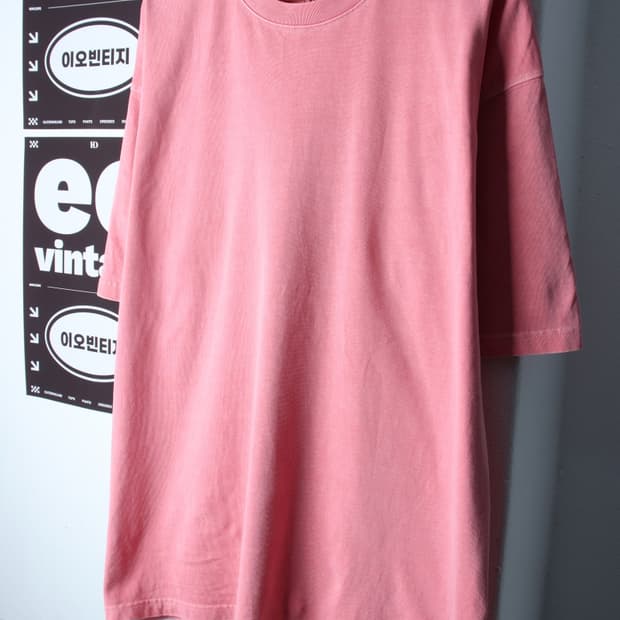 (L-2XL) 소버먼트 반팔 티셔츠 피그먼트 오버핏 핑크-H33598
