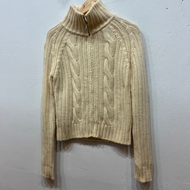 베네통 케이블 울 니트집업 우먼즈 Made in ITALY