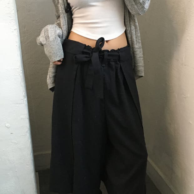 Issey Miyake 이세이미야케 네이비 랩벨트 큐롯 팬츠
