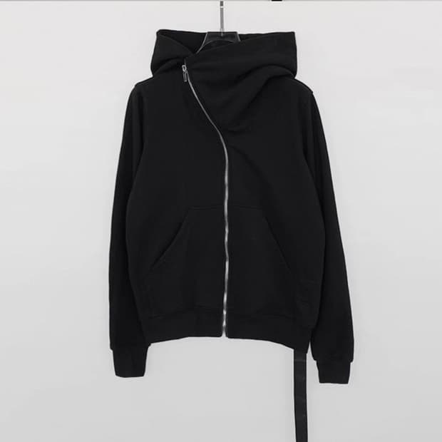 Rick Owens Style Asymmetric Zip Hoodie