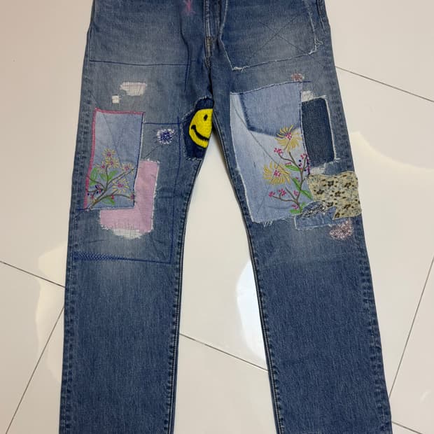 캐피탈 14oz 집시패치 데님팬츠