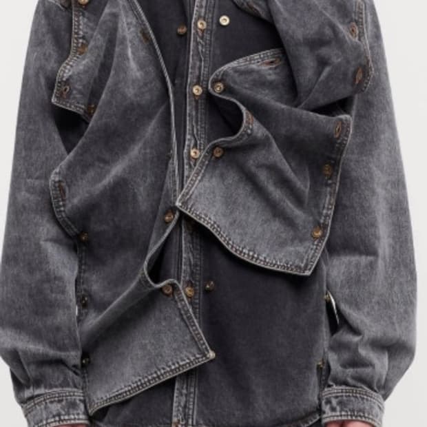 Y/project 스냅 페널 패널 데님 셔츠 청자켓