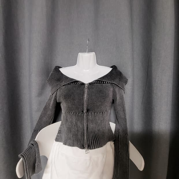 y2k오픈숄더 투웨이후드집업