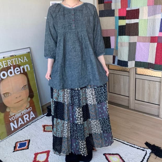빈티지 패치워크 스커트