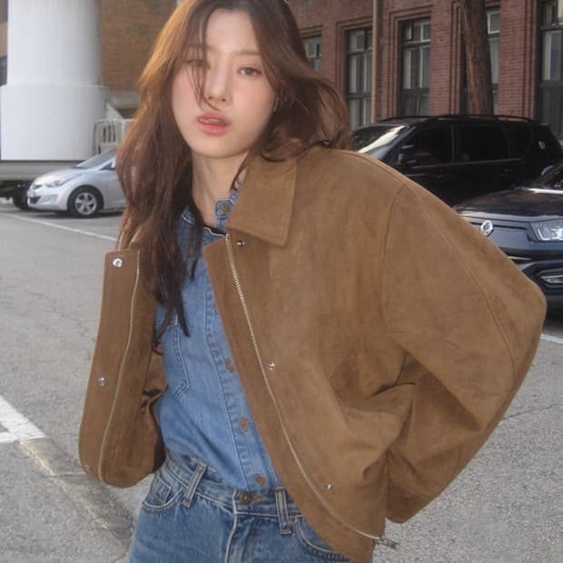 [새상품] 닐바이피 레더 집업 블루종 자켓