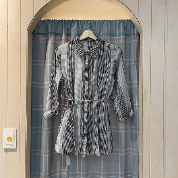 일본빈티지 모리 믹스체크셔츠