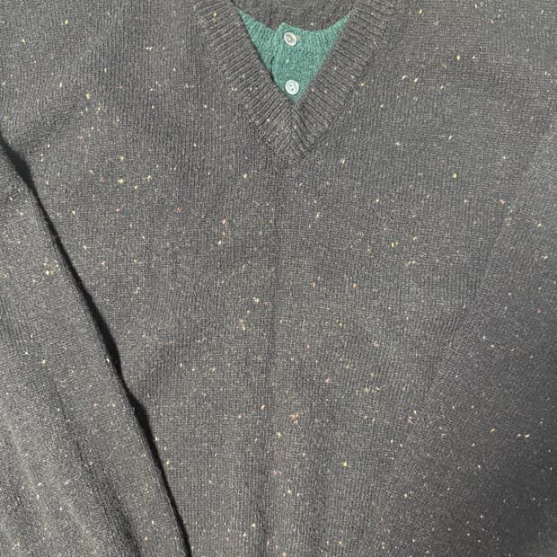 웨이비니스 헨리 오버 브이넥 니트 블랙 그린 3사이즈