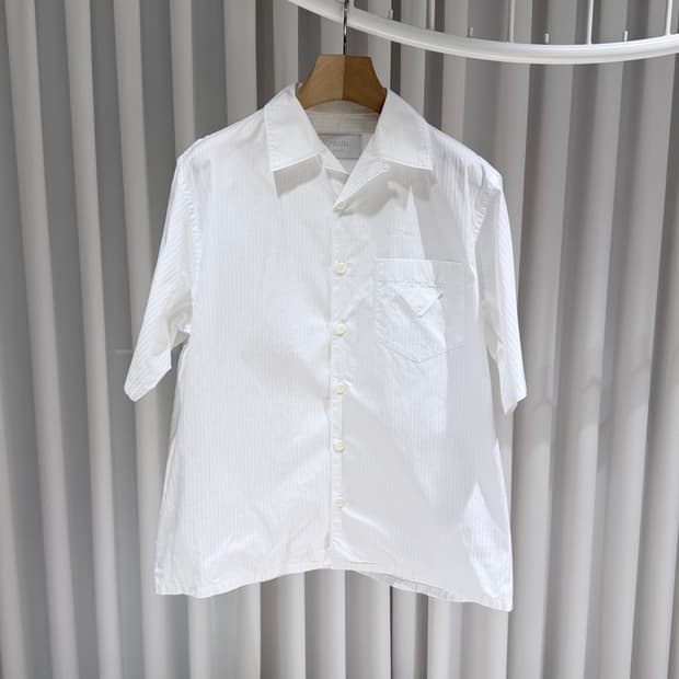 (S+/M) / 프라다 숏슬리브 코튼 화이트 반팔셔츠