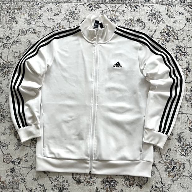 아디다스 삼선 화이트 트랙탑 져지