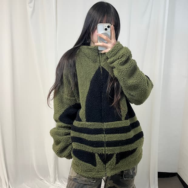 Adidas Big Trefoil Khaki Fleece