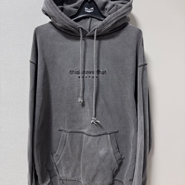 디스이즈네버댓 워싱 차콜 후드 티셔츠