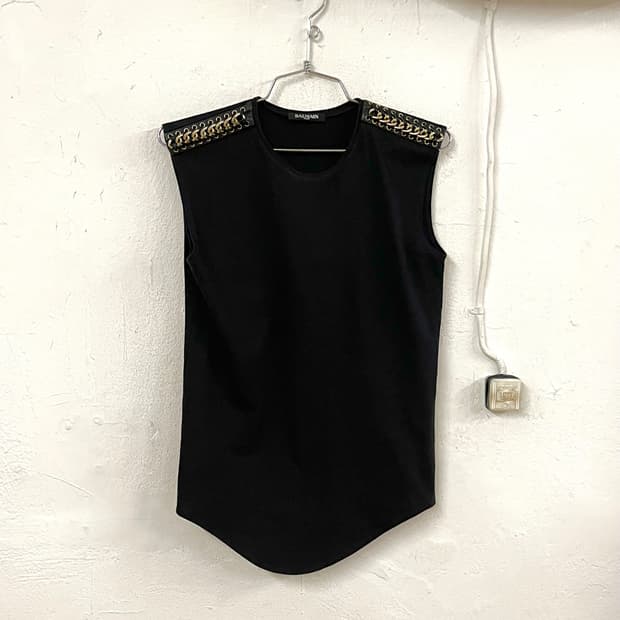 발망 2011SS 데카르넹 레더 메탈 체인 견장 슬리브리스