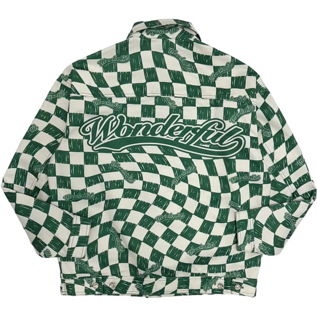 vtg 빈티지 그린 체커보드 트러커 자켓