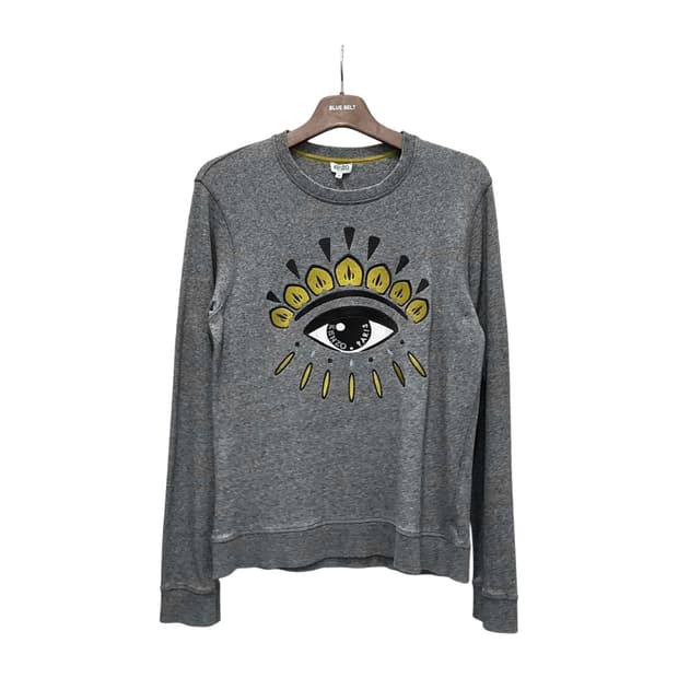 겐조 맨투맨 앞면 그래픽 자수 레터링 로고 디테일 그레이