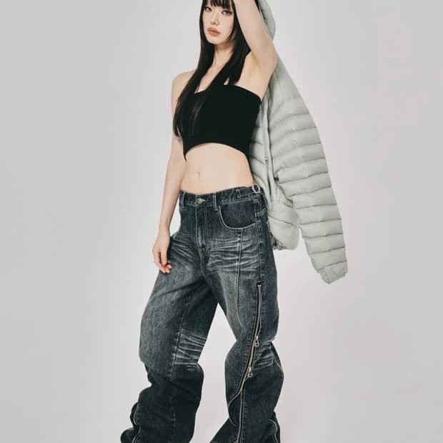 스키즘 인듀싱 CONVERTIBLE ZIP UP JEANS BLUE
