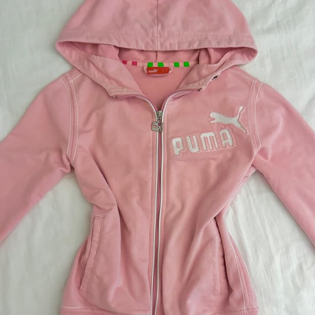 유일매물 퓨마 딱붙 후드집업 딸기우유 핑크 S