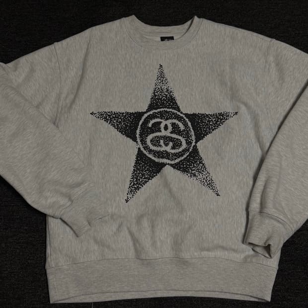 [L] 스투시 스타 크루넥 그레이