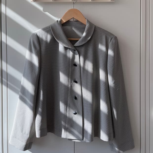 Japanese vintage 하운드 체크 블라우스