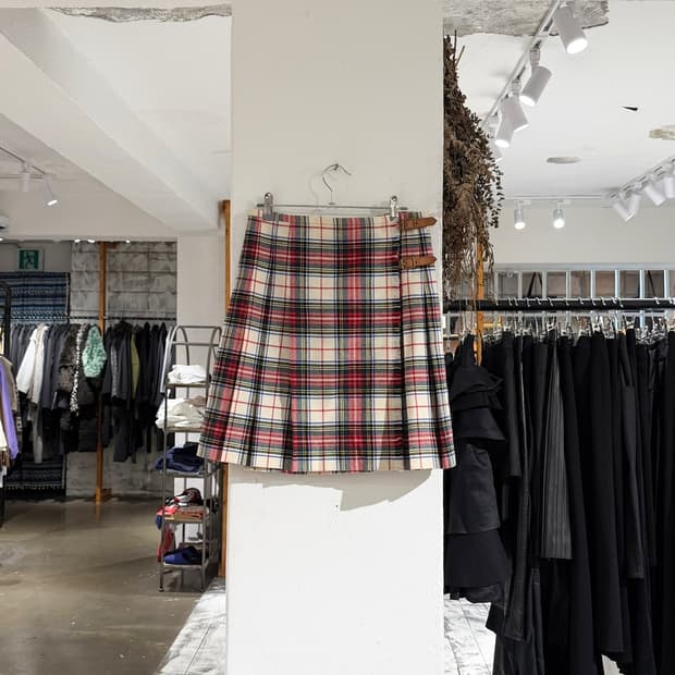 랄프 로렌 플리츠 플래드 미니스커트