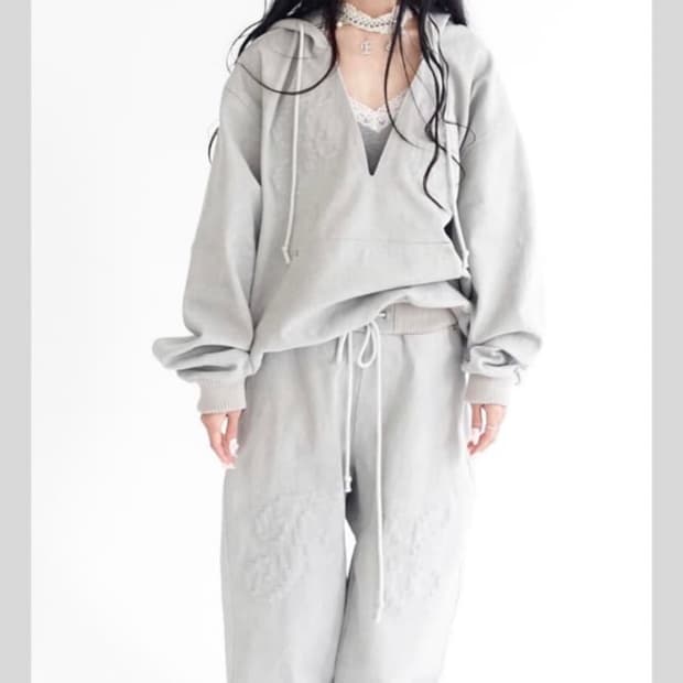 샵페어리 v넥 후드 셋업