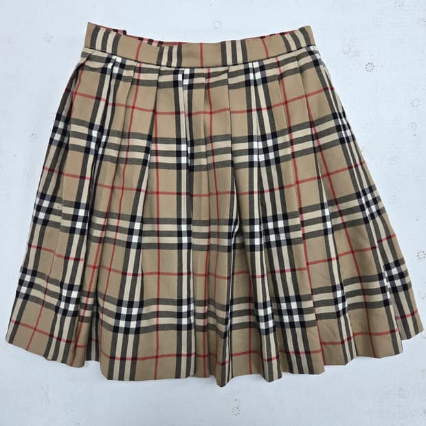 버버리 아동 체크 플리츠 스커트
