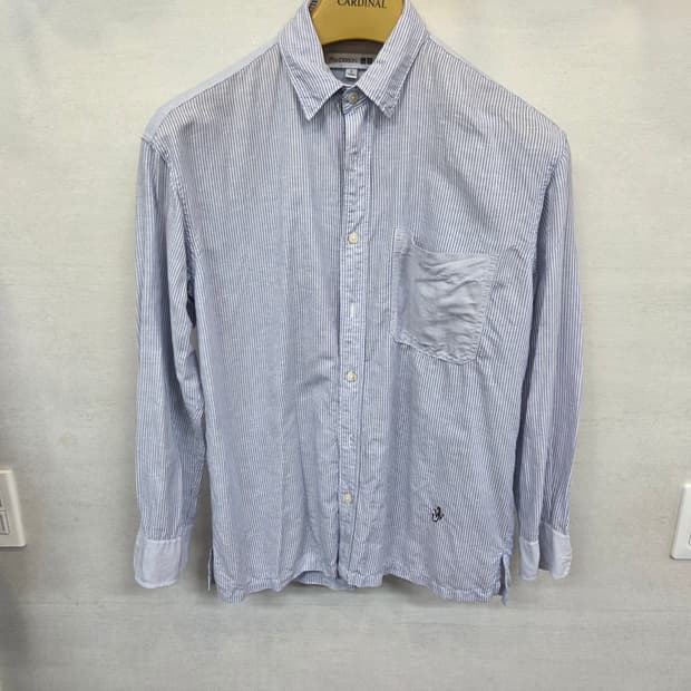 유니클로 jw 앤더슨 스트라이프 린넨 셔츠긴팔 s 오버핏 