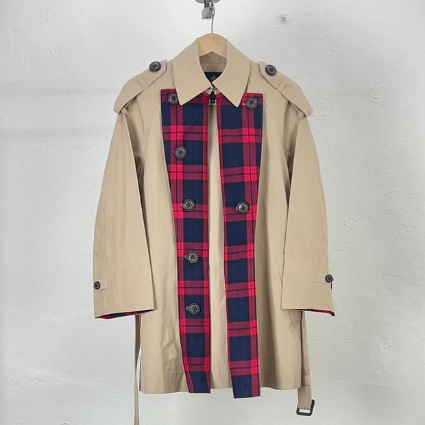 비비안 웨스트우드 앵글로마니아 베이지 타탄 나폴리 트렌치 맥 코트