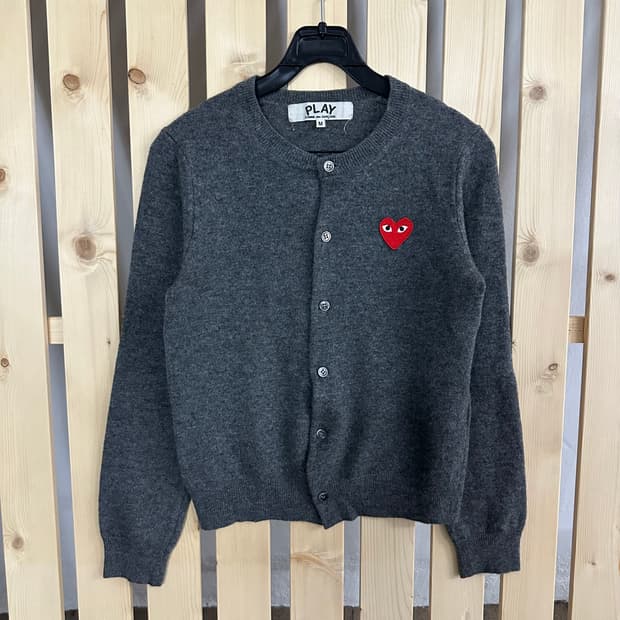 (M) 꼼데가르송 레드와펜 그레이 니트 가디건