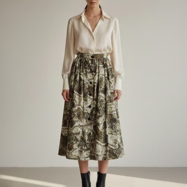 (새상품)가니 프린팅 허리밴딩 롱스커트 34사이즈