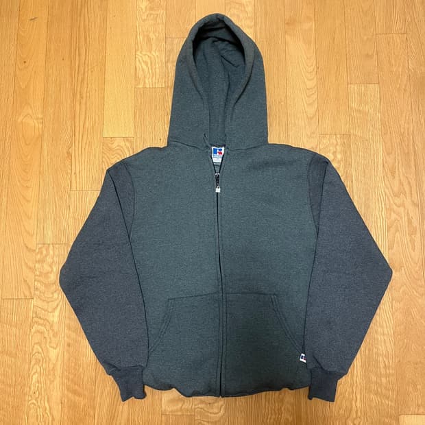 [M] 90s USA 빈티지 러셀 후드집업 투톤 그레이