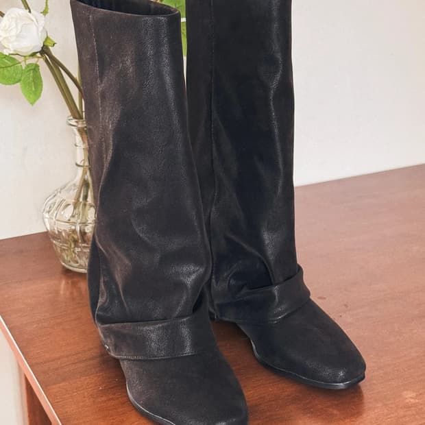 스웨이드 폴딩 롱부츠