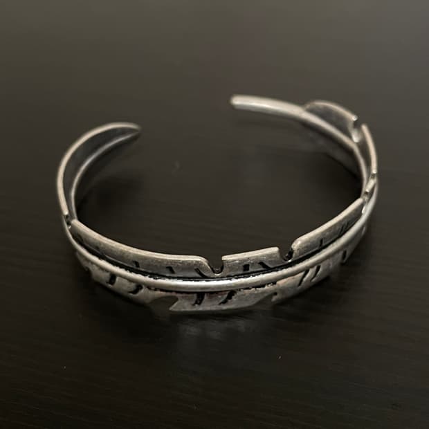 빈티지 오리엔탈 히피 깃털 실버 뱅글