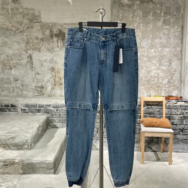 준지 중청 벨크로 니 데님 조거 팬츠