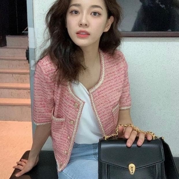 마벨 트위드 반팔 자켓