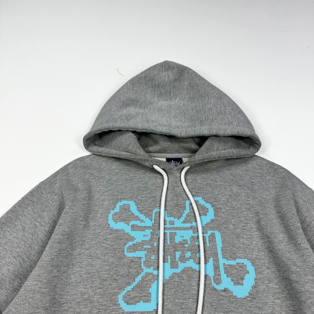 스투시 USA 올드스쿨 레터링 그레이 후드티 (실측 XL)