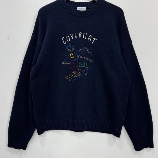 커버낫 자수 로고 니트