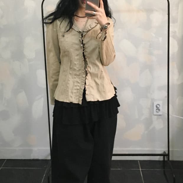빈티지 셔링 블라우스