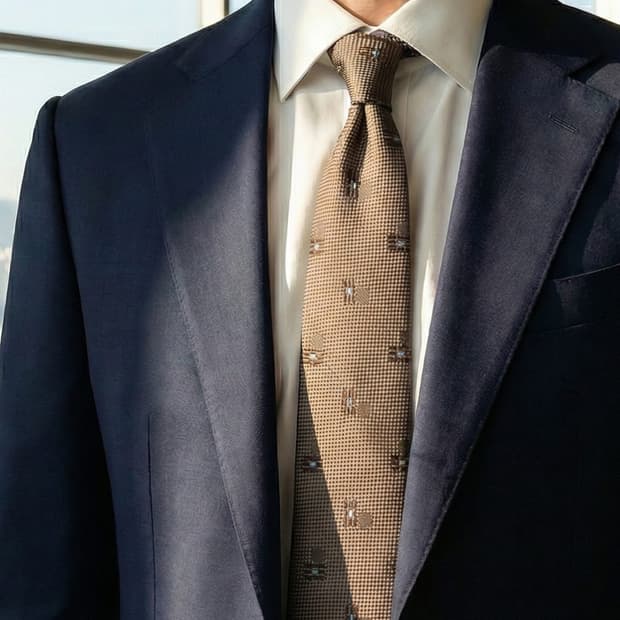 고타이쿠 실크 브라운 자카드 패턴 넥타이 9.6cm A등급 K1310
