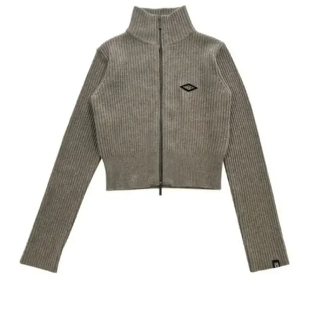 🥹재당근)보헤미안 서울 다이아 로고 니트 집업 베이지