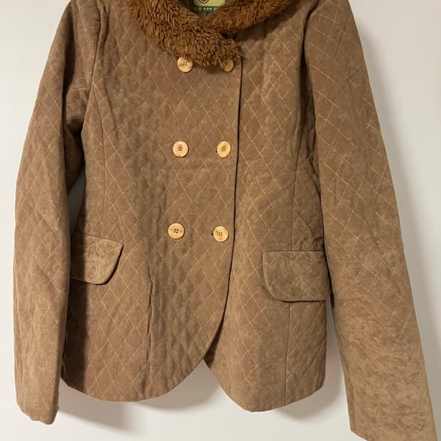 빈티지 카멜 퀼팅 자켓