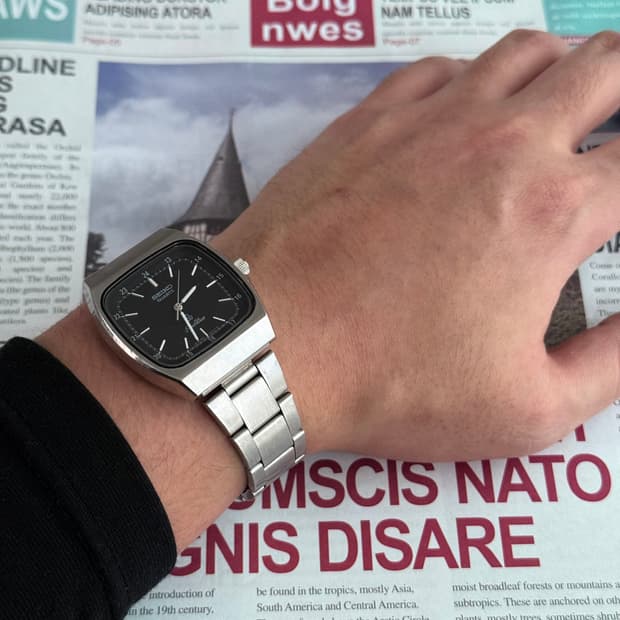 세이코 Seiko 쿼츠 실버웨이브 스퀘어 데이데이트