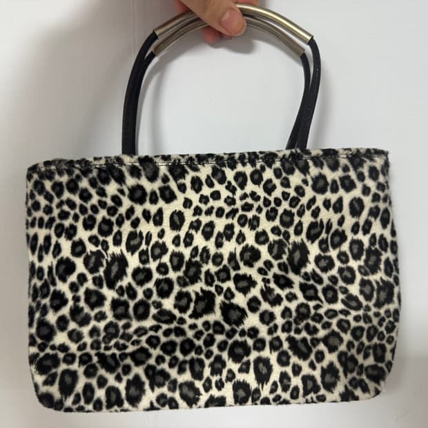 레오파드 벨벳 미니 토트백 