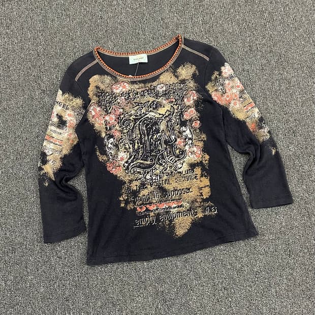 OS)To the angel vintage 여성 프린팅 롱슬리브