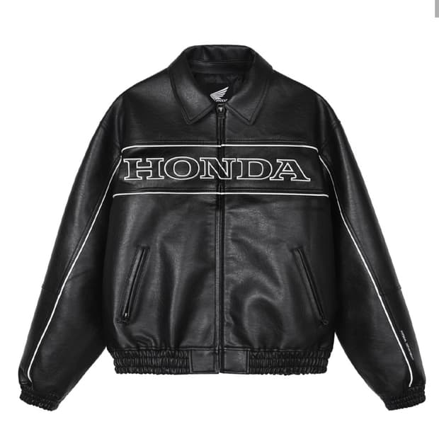 M) 혼다 모터사이클 블랙 가죽 자켓