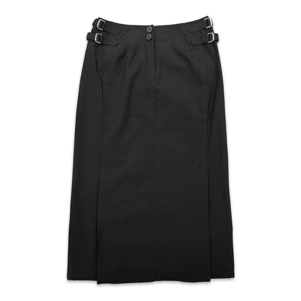 빈티지 Krizia 블랙 사이드 밸트 스트레이트 롱 스커트