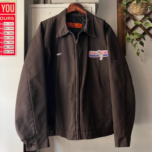 [L]90's RED KAP 버바 검프 쉬림프 패치 워크자켓