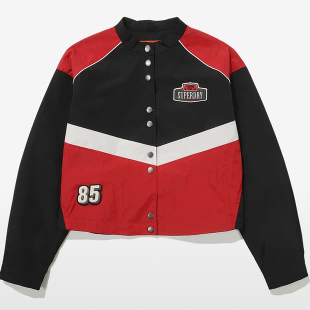 슈퍼드라이 나일론 레이싱 크롭 자켓 레드